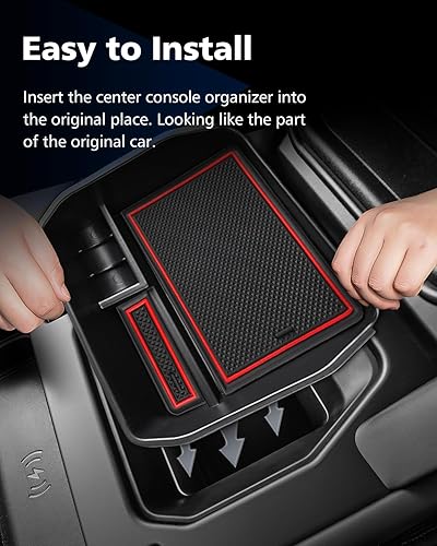 Miniatura 7 de FIILINES Organizador de consola central apto para Land Rover Defender 2020 2021 2022 2023 2024 consola central reposabrazos bandeja Defender 90 110