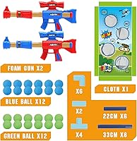 Vista 3 de SpringFlower Juego de disparo de juguete para niños de 5, 6, 7, 8, 9, 10+ años, 2 piezas de pistolas de juguete de aire con bolas de espuma