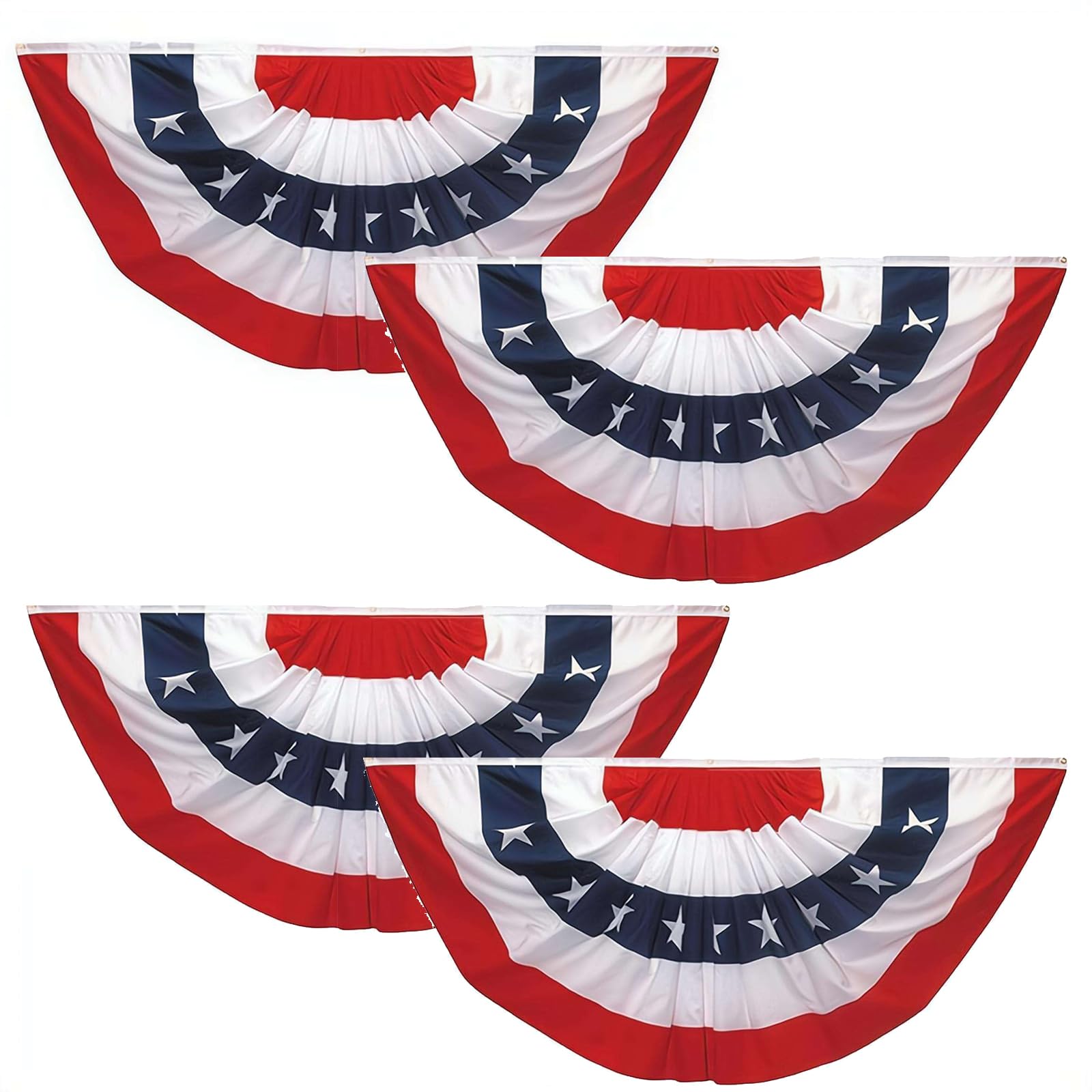 Amerykańska plisowana flaga fanów, patriotyczny baner patriotyczny USA na balustradę na werandę, odporne na blaknięcie poliestrowe gwiazdki, półflagi wachlarzowe na 4 lipca, dekoracja na Dzień Pamięci
