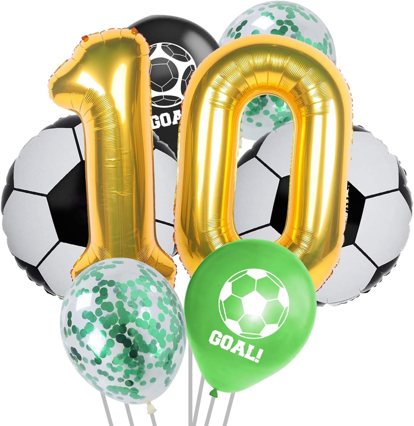 Football Theme Birthday Decoration Set - 8 Balloons for Boys, Foil Balloons, 10th Birthday, Multi, 41 Pcs