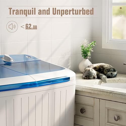 Miniatura 7 de Bonusall Lavadora portátil, mini lavadora y secadora giratoria de 16 libras, drenaje por gravedad integrado, lavadora compacta con bomba de drenaje