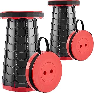 Doseno Collapsible Chair, Portable Collapsible Stool 2 Pack for Adults, Red