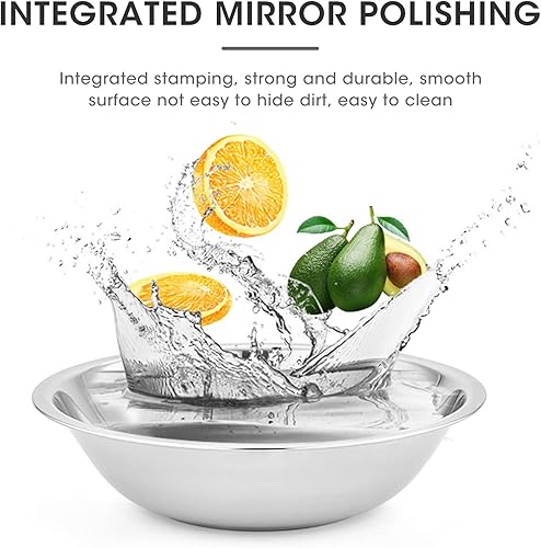 Miniatura 5 de Tazón de mezcla de acero inoxidable resistente con acabado de espejo, 3 cuartos de galón (juego de 3)