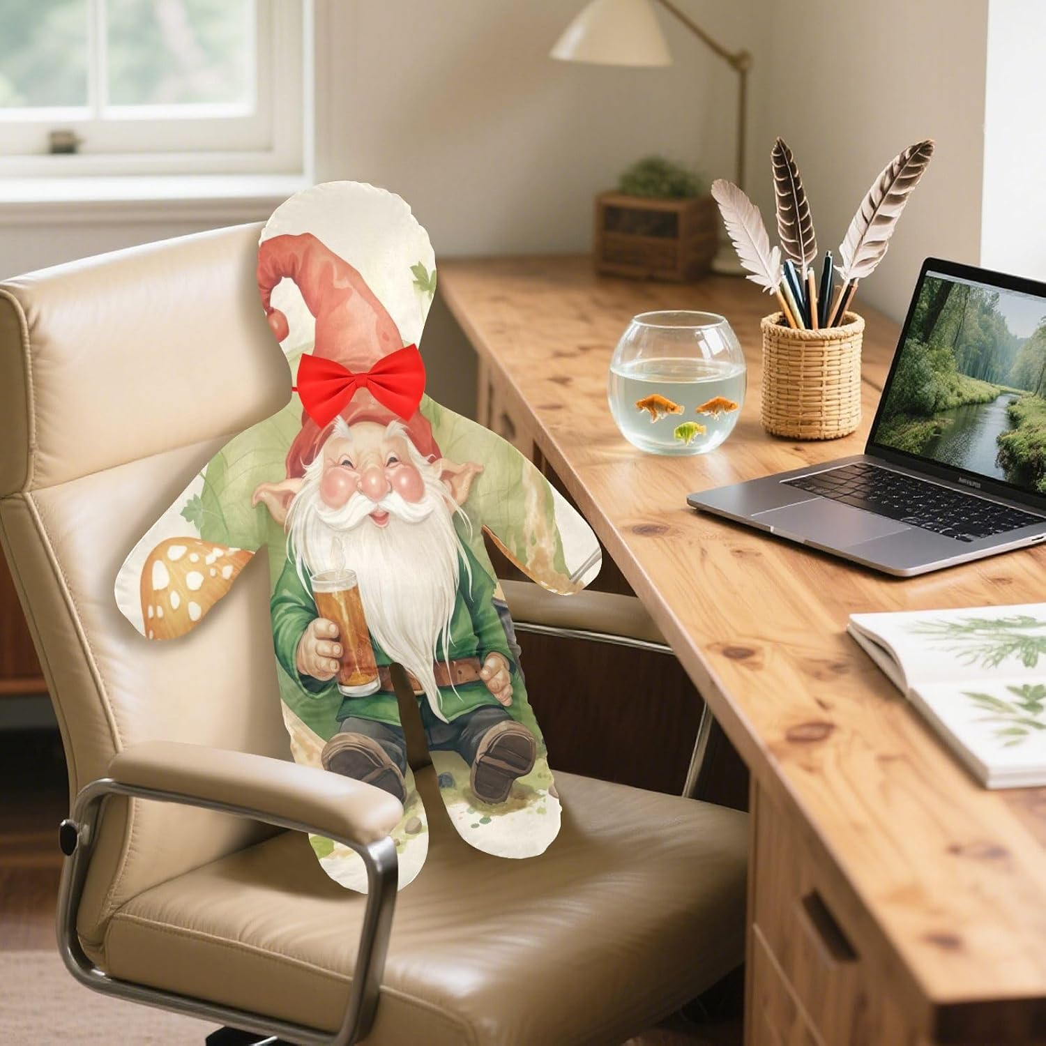 Gnome St Human-Shaped Pillow Soft Body Pillows Washable Velvet Pillows for Anxiety Relief Sleeping Cuddling & Support
