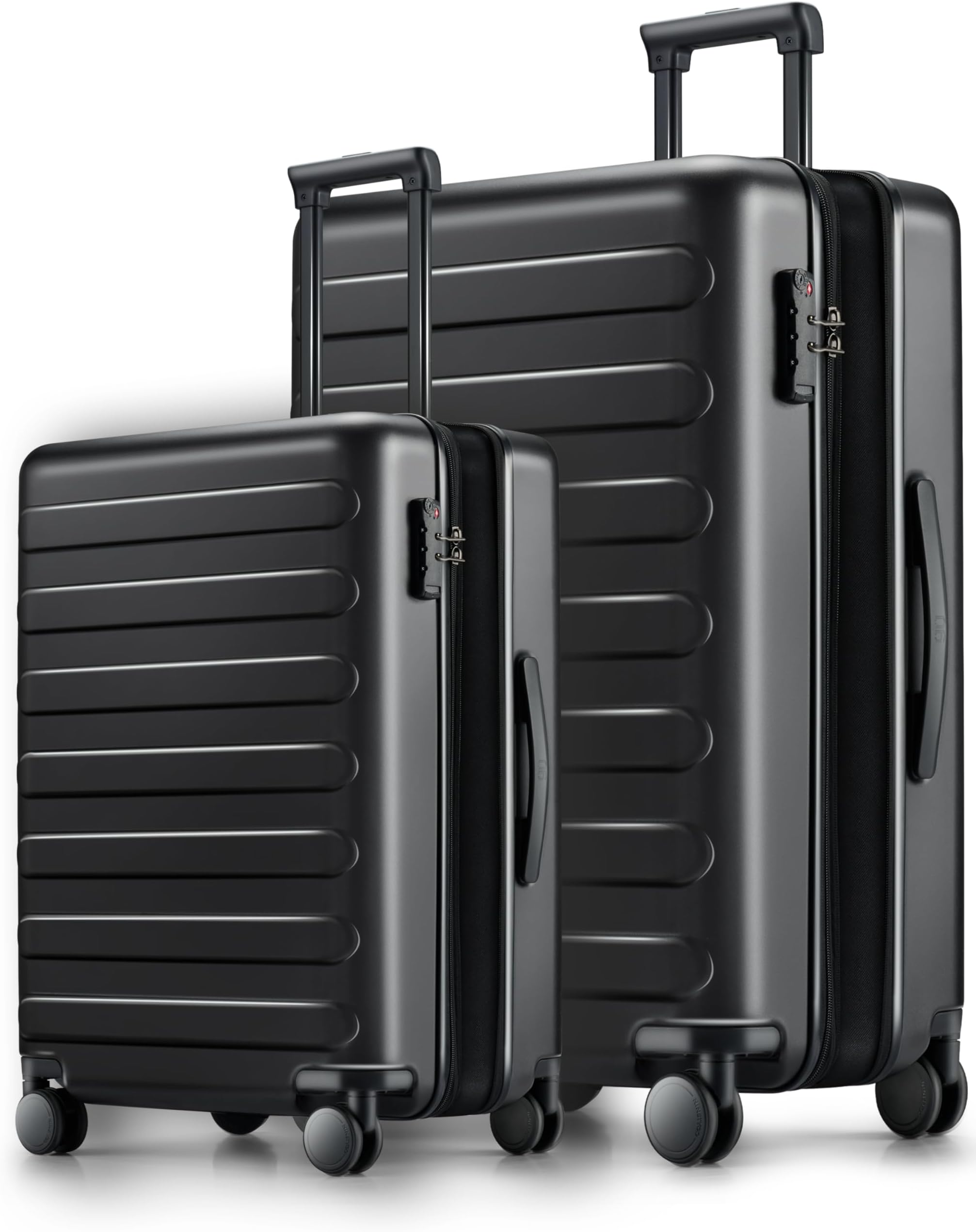 NINETYGO Carry on Luggage 22 X 14 X 9 Airline Approved, 20 Inch Luggage for 3-5 Days Travel, Double Spinner Wheels, 100% Hardshell PC, TSA Lock, 01-Black (Expandable), Set 2PCS (20-Inch/28-Inch