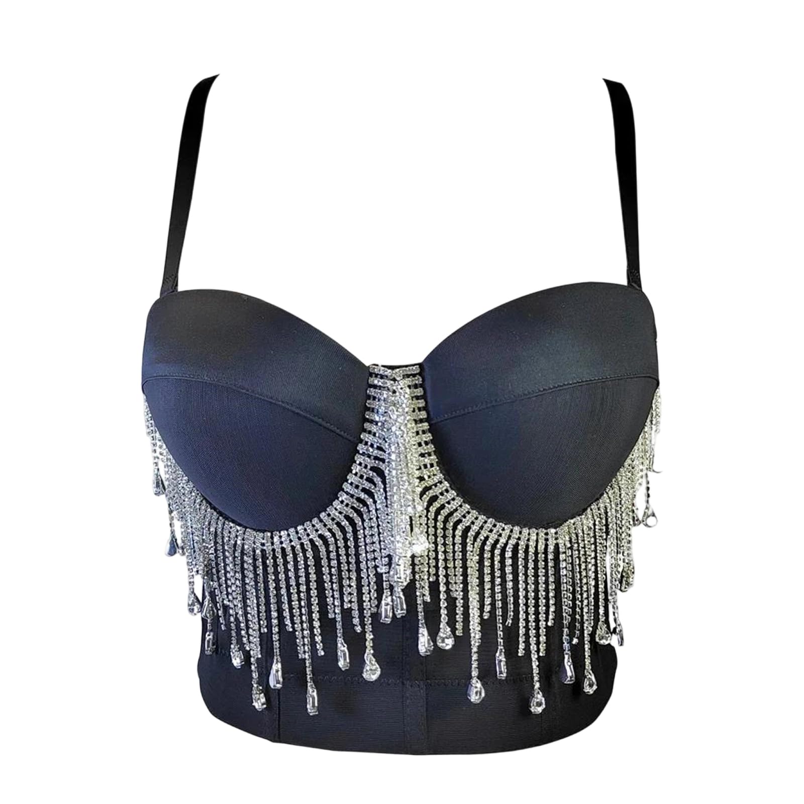 Yeuyyben Top corto da donna con strass nappa corsetto crop top senza maniche slim fit stile coreano estate casual elegante canotta