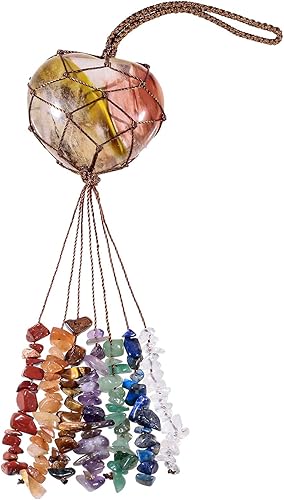 Miniatura 3 de Rockcloud Adorno colgante de cuarzo cereza volcán hecho a mano, adorno de corazón de amor curativo para decoración de ventana de yoga, meditaiton,