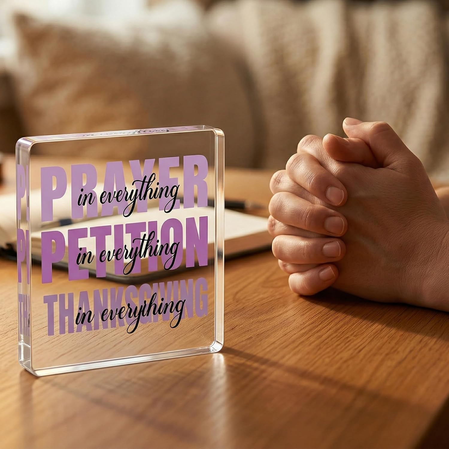 Inspirational Acrylic Desk Decor Sign, 4 x 4 Inches