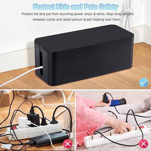 Miniatura 2 de Caja de organización de cables, paquete de 3 cajas organizadoras de cables con 33 piezas para ocultar regleta de alimentación, protector de