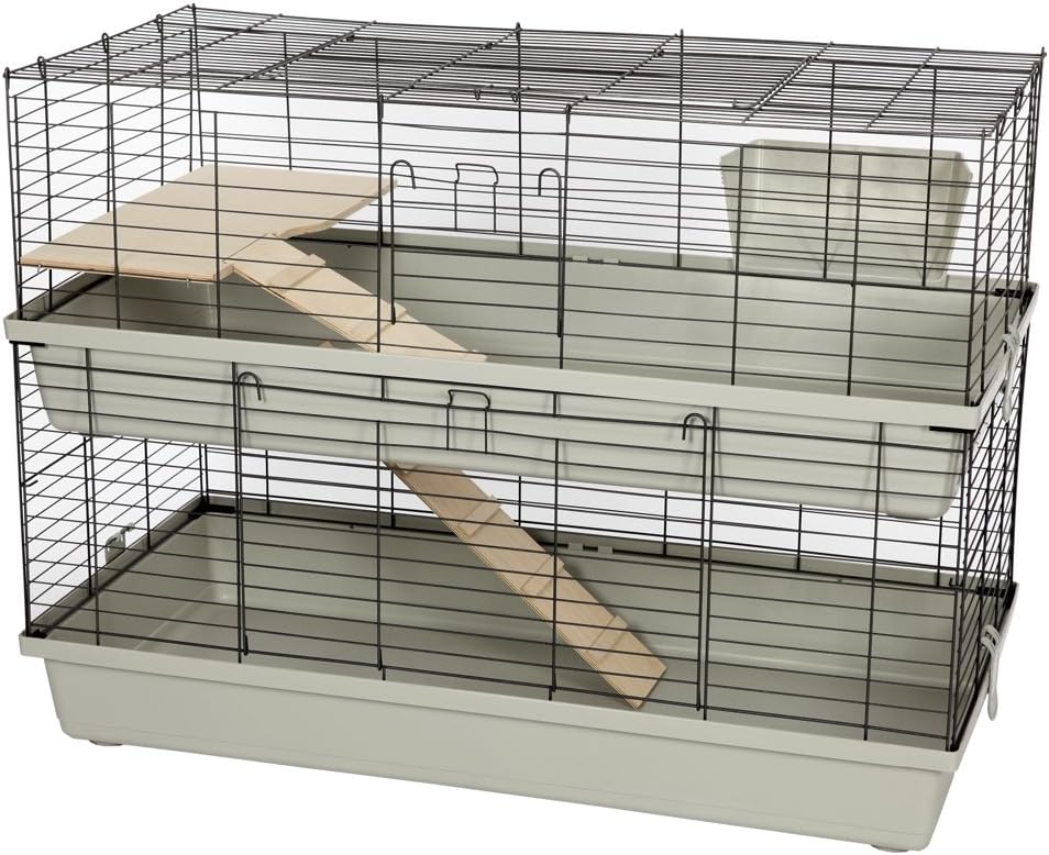 XXL Hasenkäfig 1m Doppelstöckig - Mit Heuraufe Und Stiege