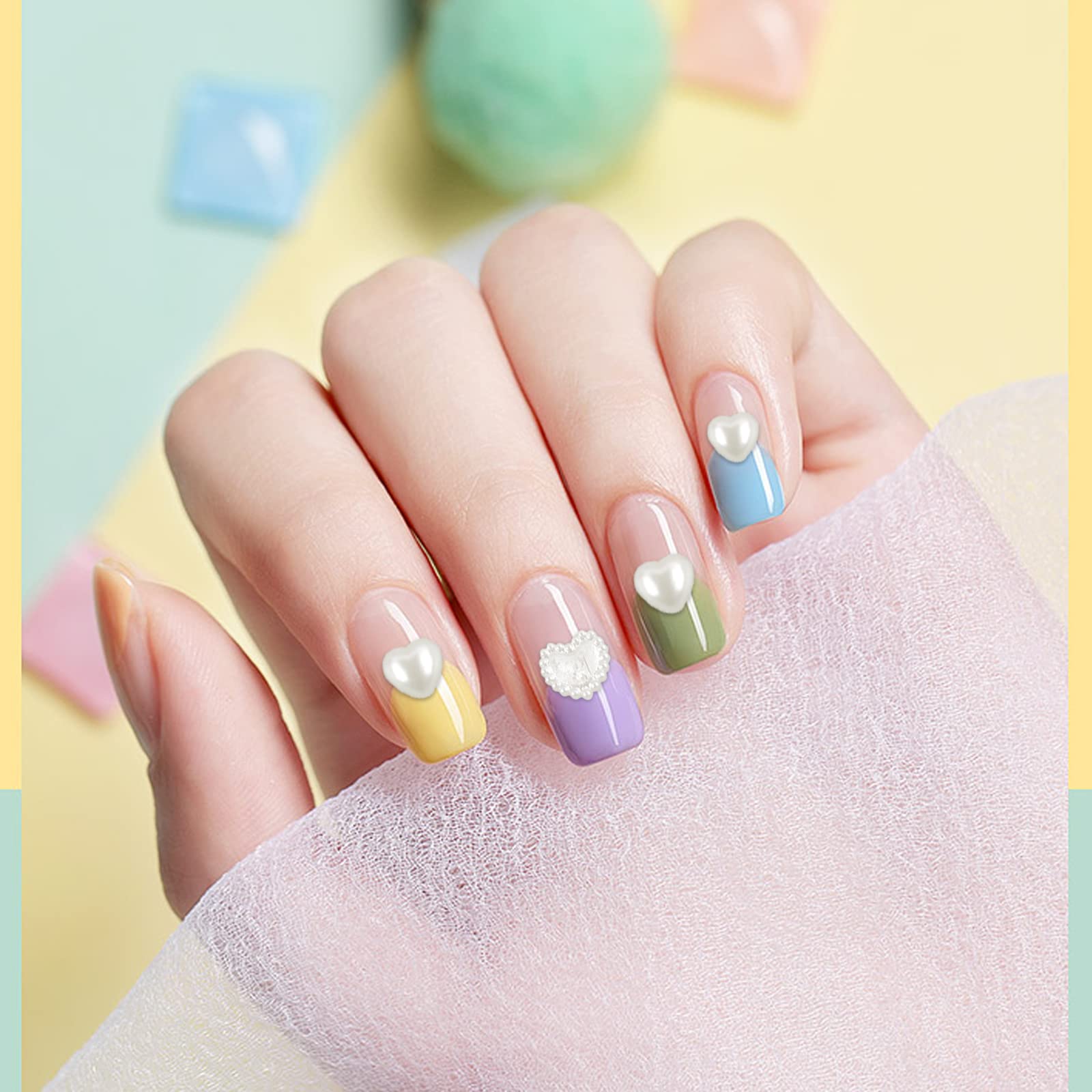 3dネイル ネイルパーツ ハート ピンク 黄色 ネイルパーツ