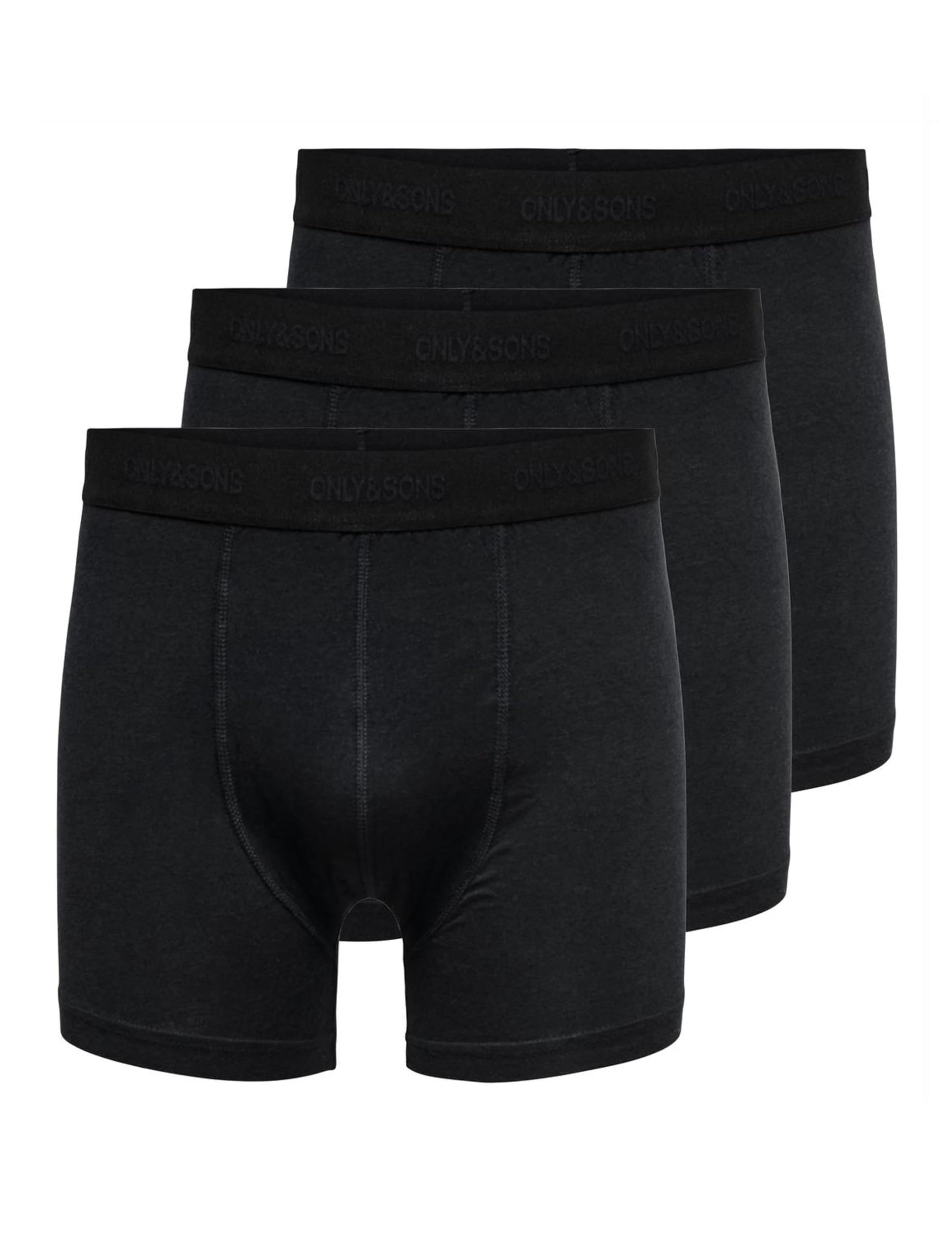 Only & Sons Men's Black Onsfitz Bamboo Trunk Logo 3Pck Noos Boxer Shorts,
