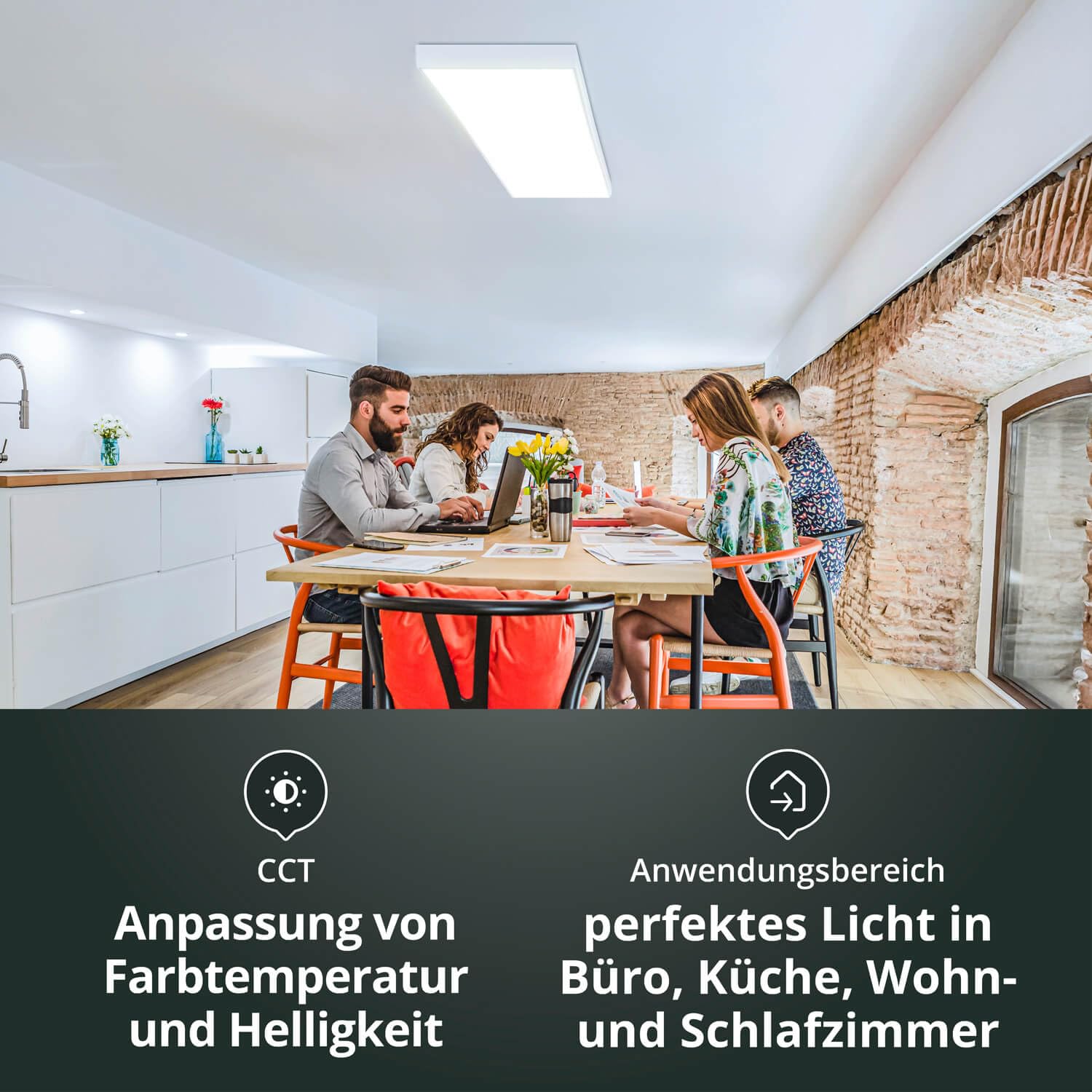 Smart Home LED Panel Deckenleuchte RGB+CCT 120x30cm Farbsteuerung variables weiß 2700-6500K 4800lm dimmbar inkl. Fernbed. App-steuerbar Alexa Google Assistant Bluetooth WiFi Android iOS 1200x300x68mm