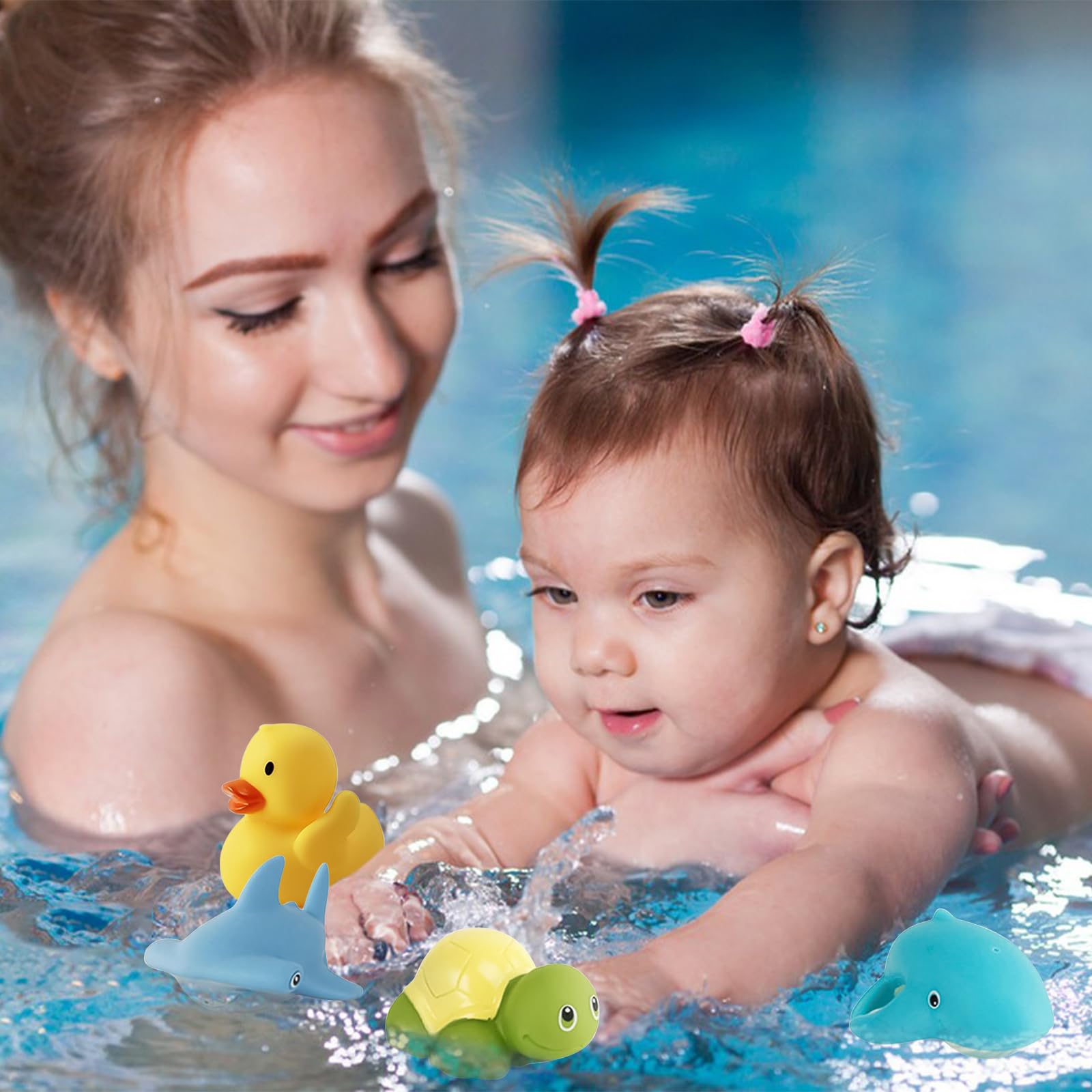 Set De 7 Juguetes De Baño De Silicona – Animales Marinos Como Estrella De Mar, Tortuga Y Tiburón, Ideales Para La Bañera, Piscina Y Viajes, Desde 6 Meses