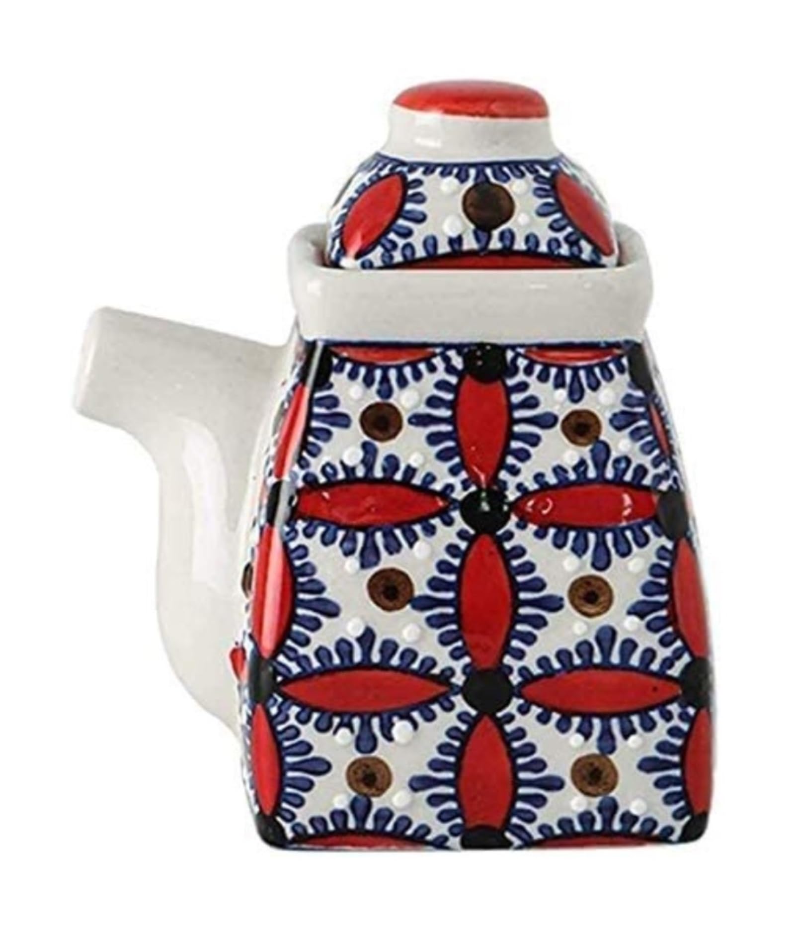 Distributore di Olio e aceto in Bottiglie di Ceramica per aceto, Bottiglia/Barattolo per Salsa di soia, aceto/Olio d'oliva/salsiere per condimenti (Rosso)