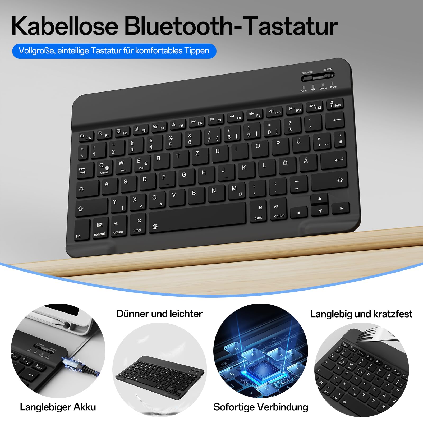 Tasnme Tastiera per iPad 10.2 9/8/7a generazione 2021/2020/2019 iPad Pro 10.5 [Skin Feel-like (Skin Feel)]Custodia protettiva magnetica per iPad Air 3 con tastiera rimovibile, blu