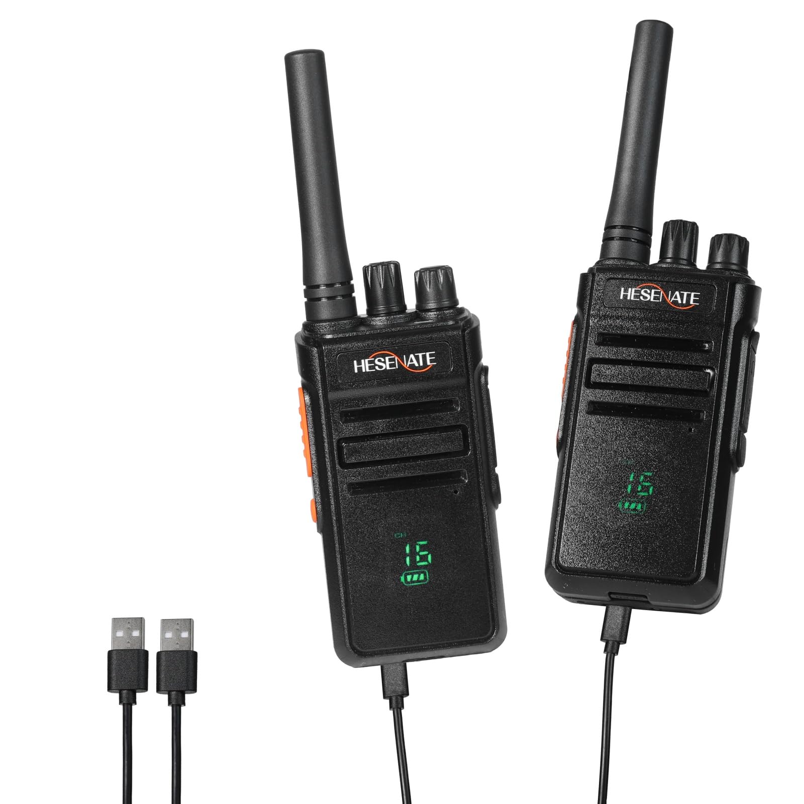 Talkie Walkie PMR446 sans Licence 16 Canaux, Rechargeable avec Chargeur USB, Talkie Walkie Professionnel avec Oreillette (2pcs, Noir)