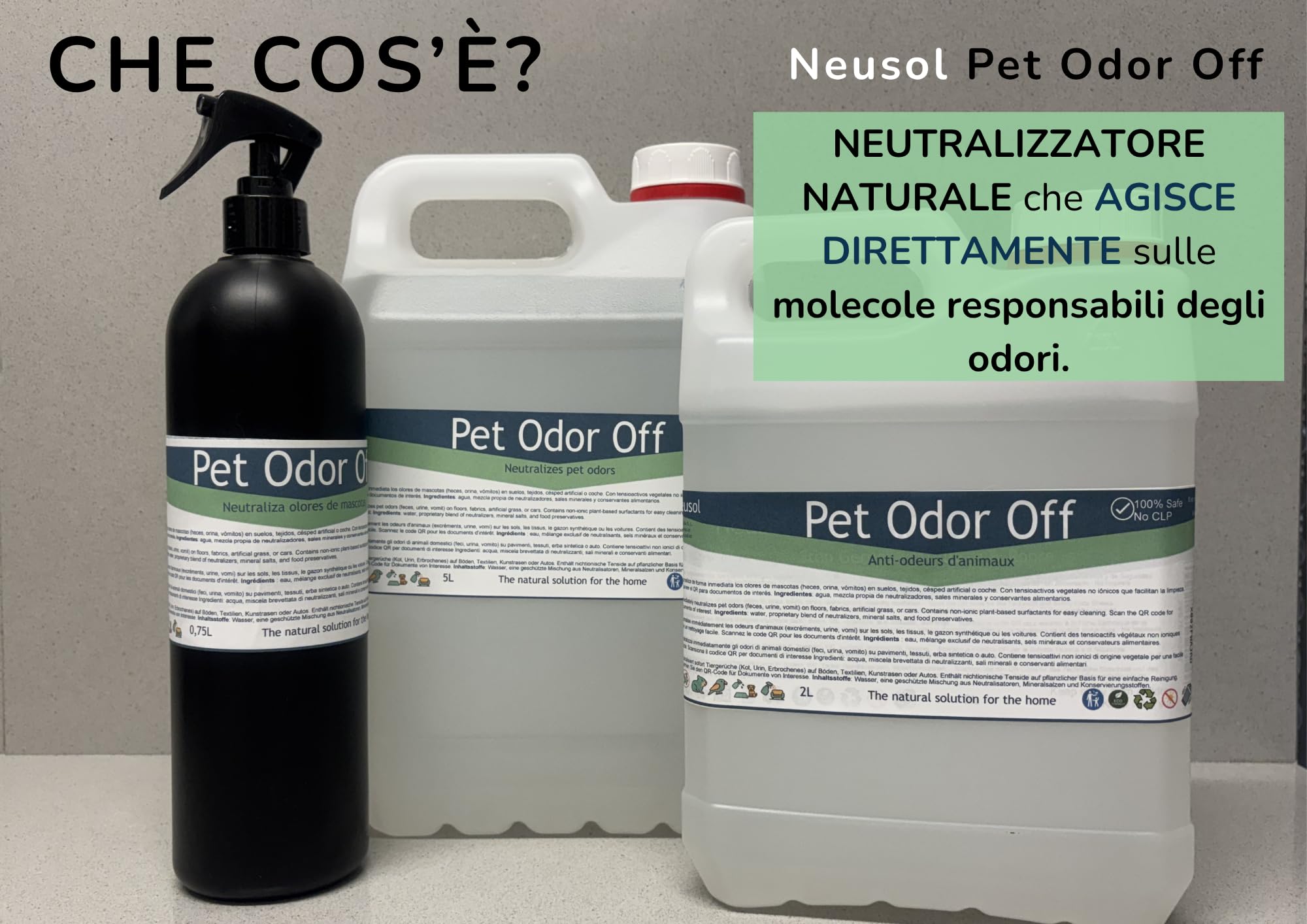 Pet Odor Off – Neutralizzante naturale | Elimina gli odori di animali: urina, vomito, escrementi, ecc. Su pavimenti, pareti, tessuti, prati, ecc. | Formula sicura senza CLP o profumo. 5