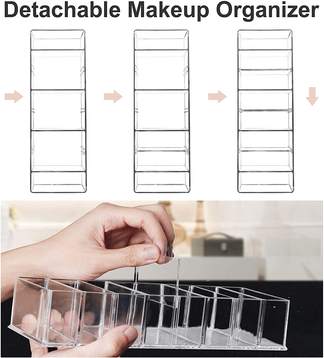 organizer per trucchi 8 scomparti in acrilico per cosmetici gioielli scatola trasparente per cassetti per comò vanità bagno cucina