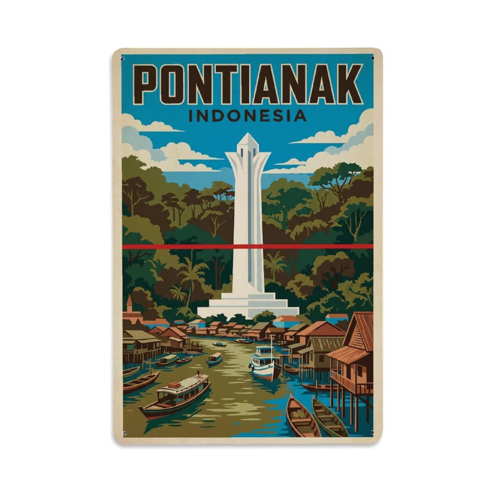 Metal Tin Sign Indonesia Pontianak Vintage Travel