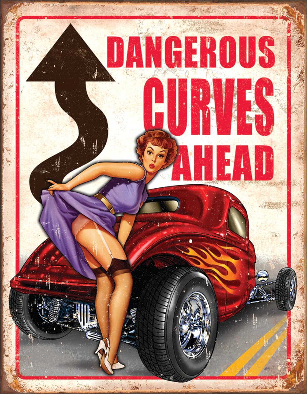 Desperate Enterprise Legends - Dangerous Curves Tin Sign 12 x 16in