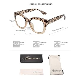 AMOMOMA Retro Oversized Reading Glasses for Women Blue Light Blocking Computer Readers Spring hinge AM6003 with Grey Tortoise Milky nude Frame 2.00 x