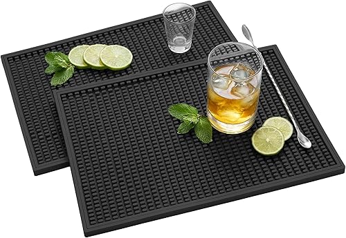 Miniatura 8 de Tapete de barra de 18 x 12 pulgadas (2 piezas) de goma para encimera y secado de platos, tapete antideslizante con diseño de flujo de aire para bar