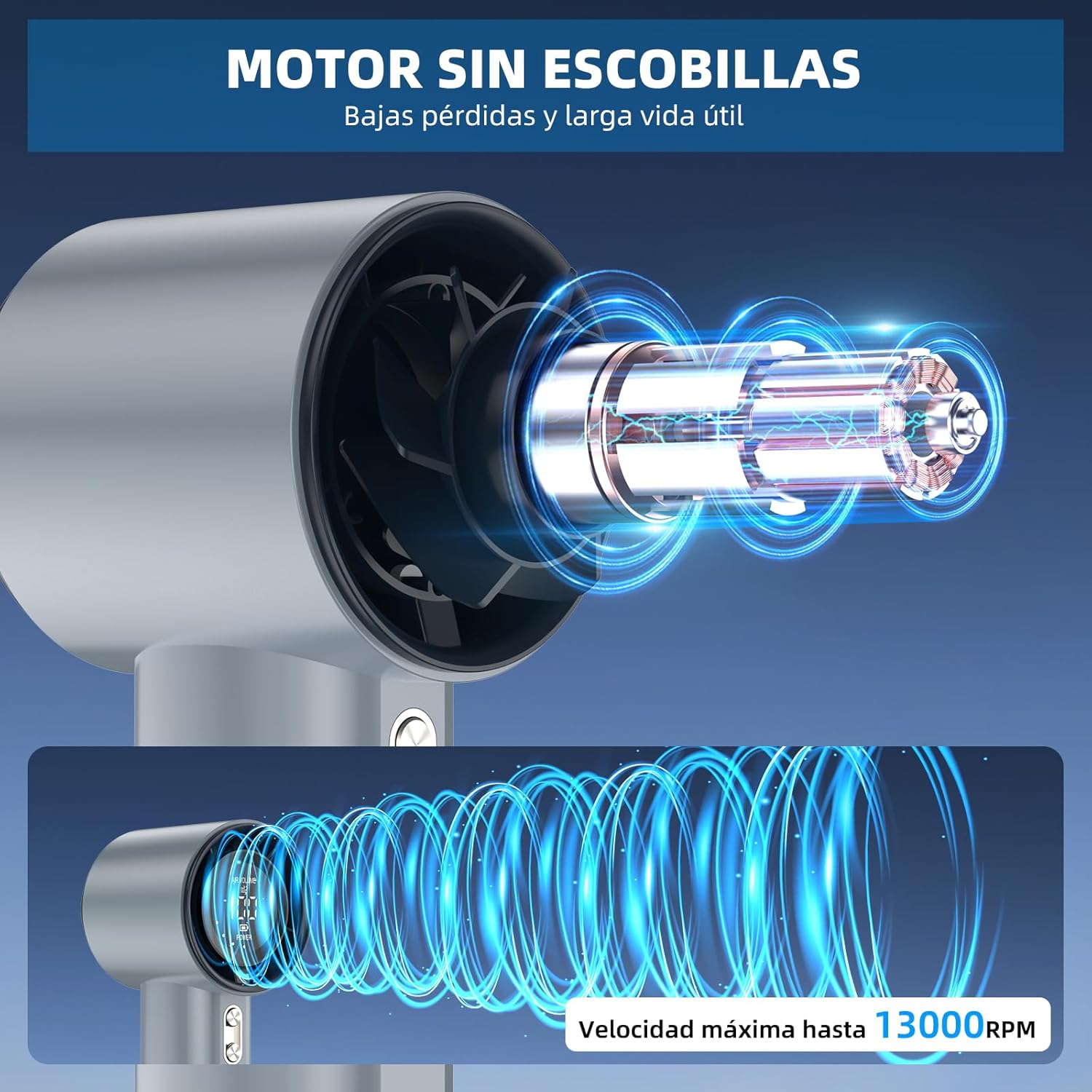Internal view of the fan's brushless motor and airflow path