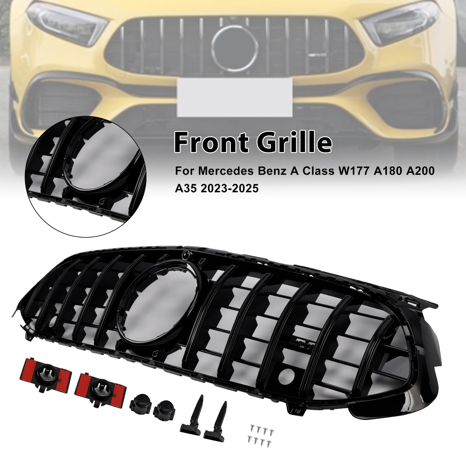 Griglia paraurti Anteriore Gloss Black Front Grille Fit for Mercedes A-Class W177 A35 A180 2023-2025 (No Logo)