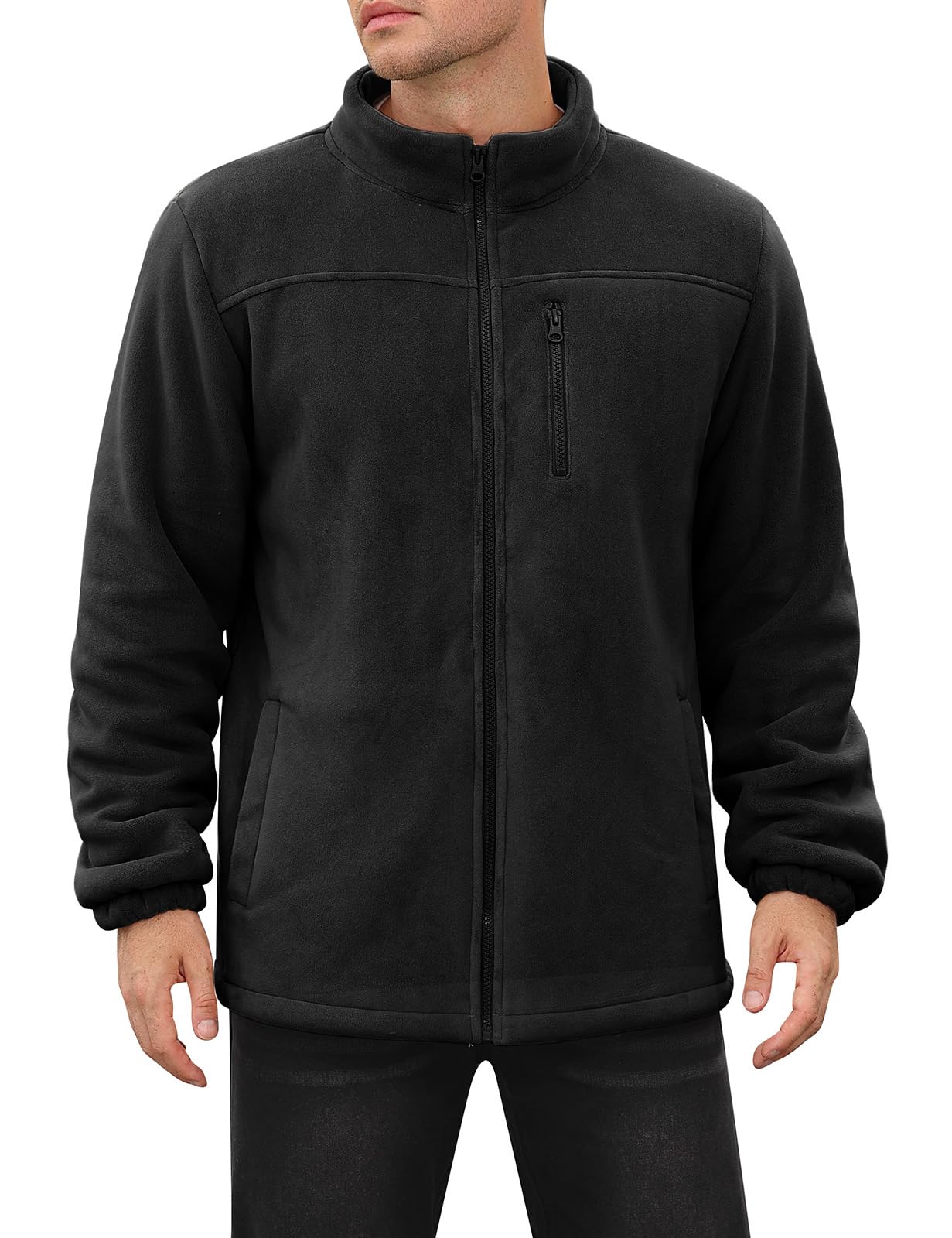 TOMEEK Veste Polaire Homme Hiver Fleece Jacket Full Zippé Chaude Manteau Hommes Blousons avec Poches sans Capuche de Randonnée Travail Epaisse Thermique Blouson