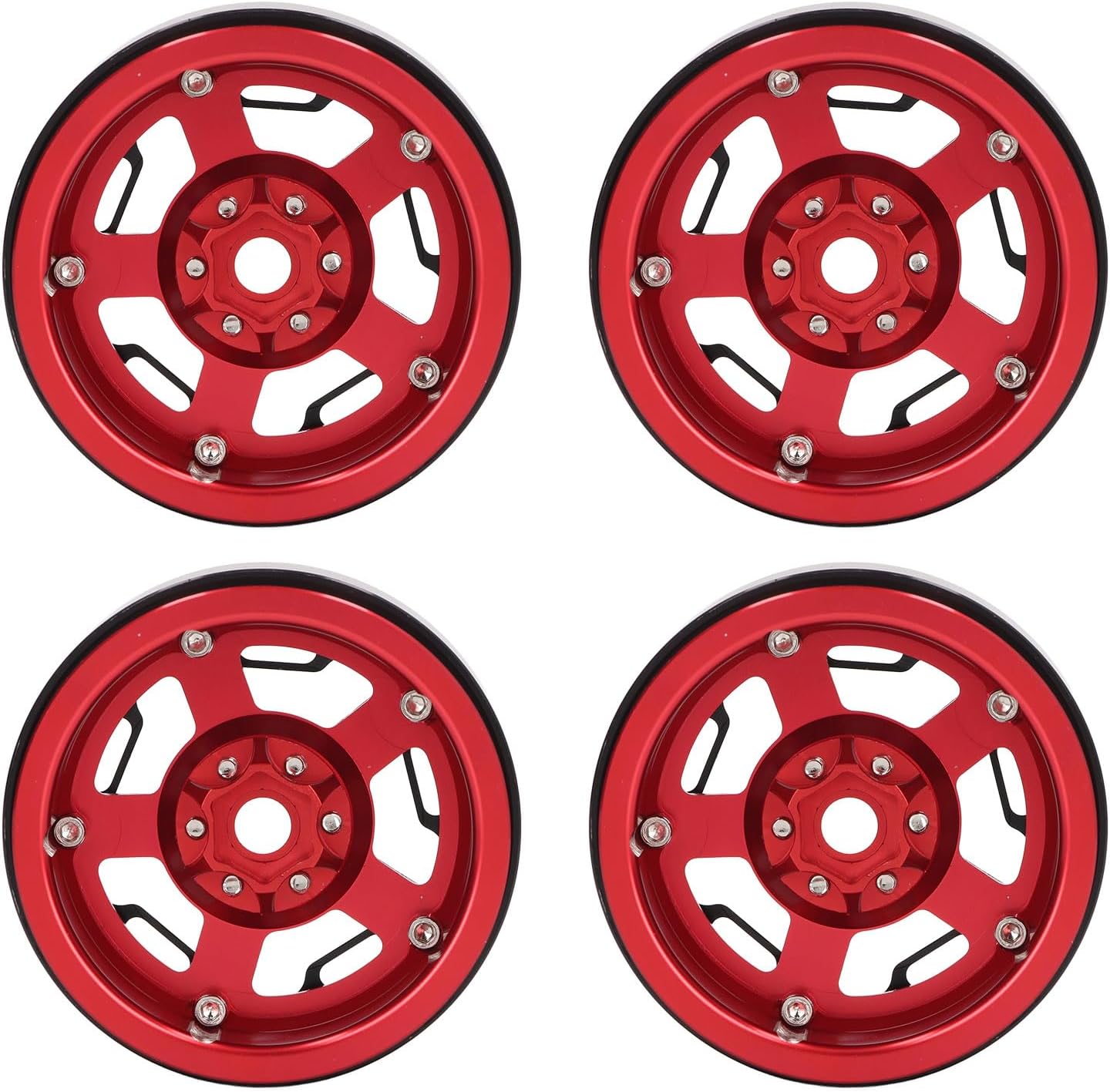 RCカーホイールハブ4個、2.2インチ12mm六角ドライブアルミニウム合金メタルホイールリム、厚さ36mm CNC加工ロックタイヤ加