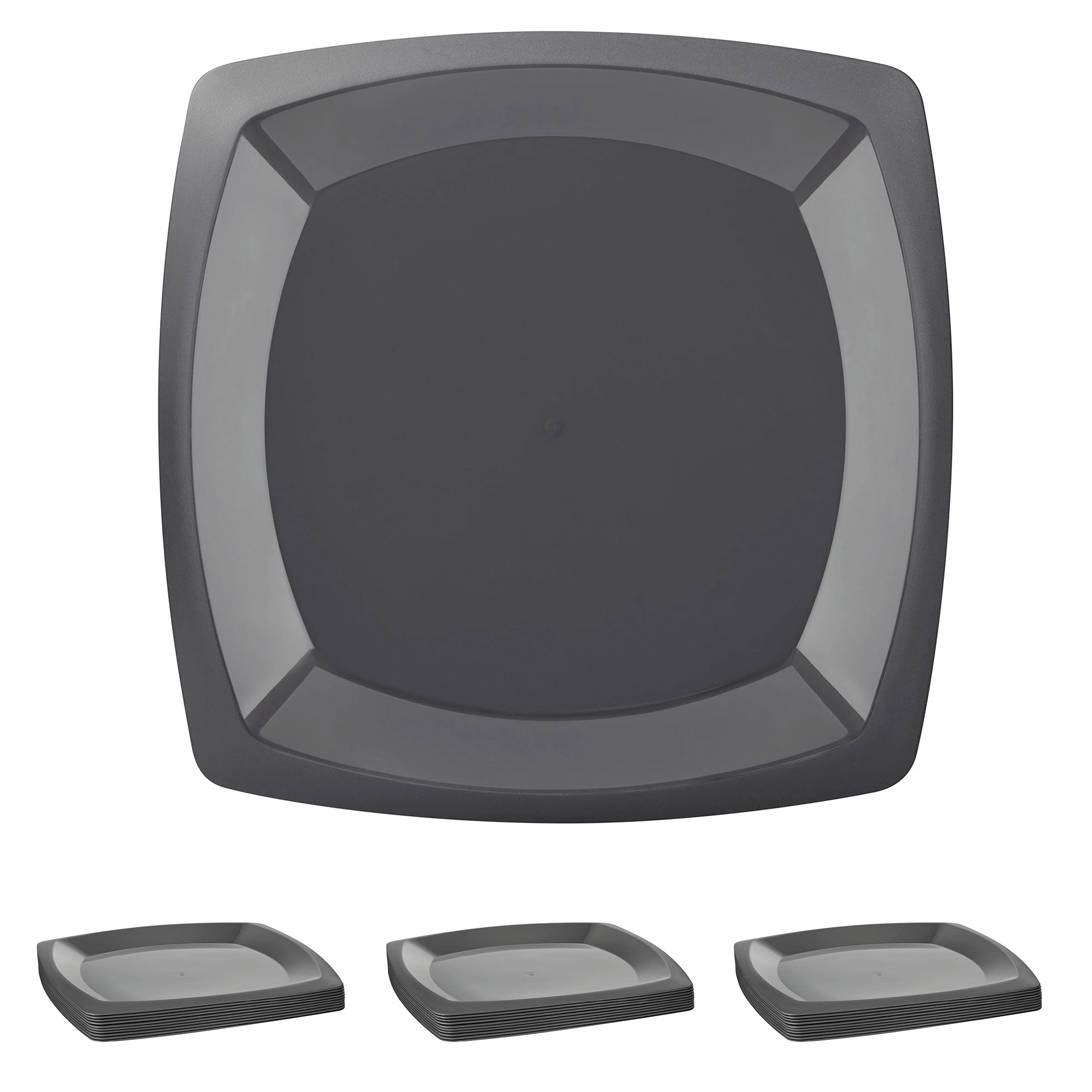 Grizzly vajilla plastico duro reutilizables I Set de 30 platos vajilla I Aptos para lavavajillas I Inastillables I Estables I 100% reciclables I camping accesorios antracita