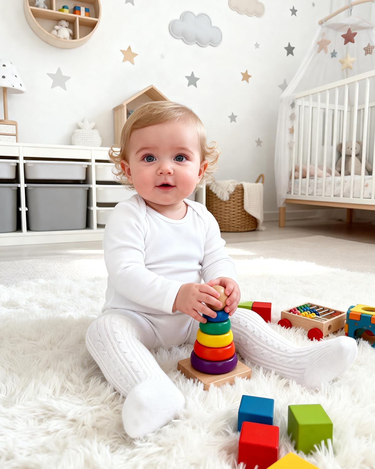 Century Star Toddler Tights for Girls - Cotton Cable Knit Stockings Solid Warm Footed Seamless Leggings 0-12 Years - Image 6