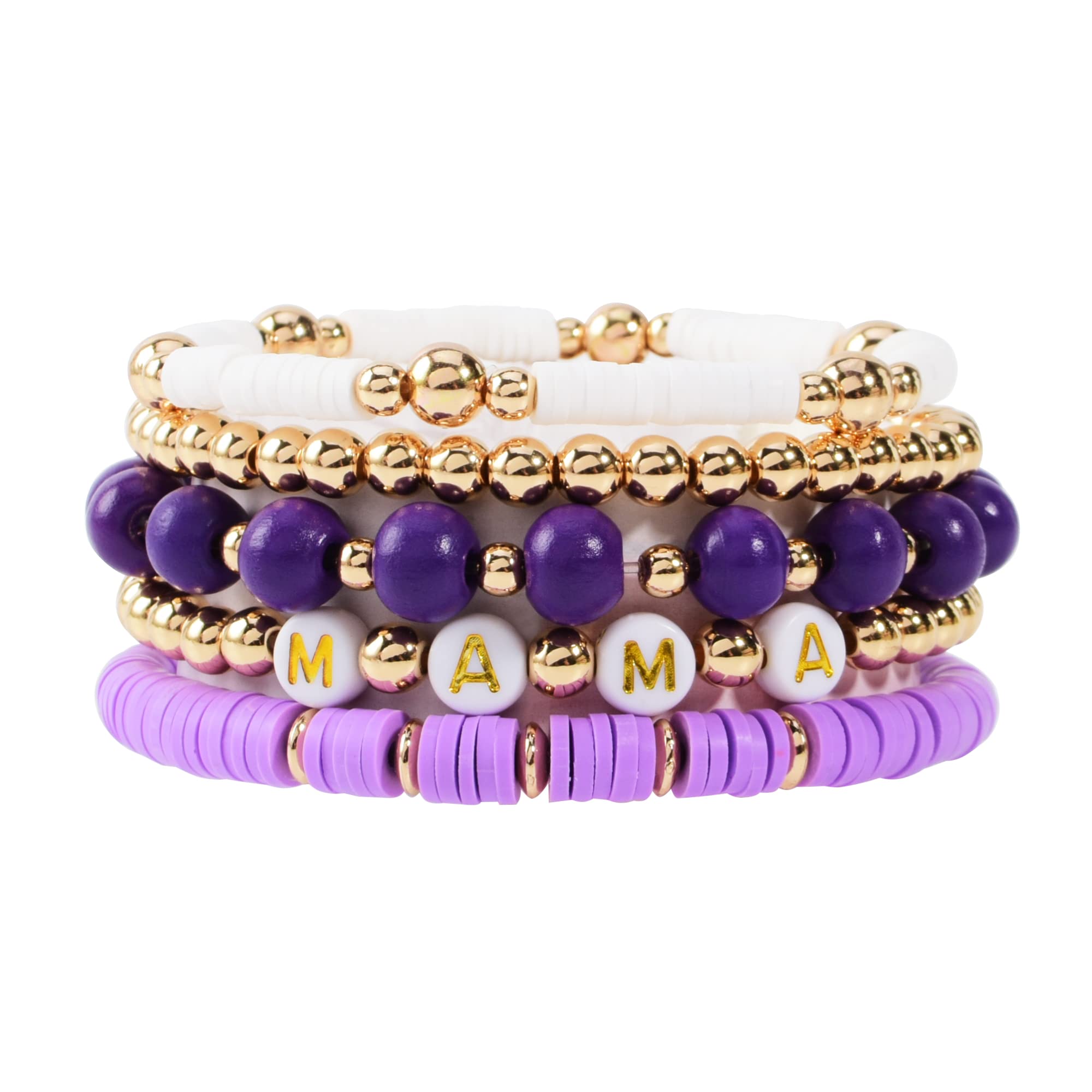 GOOJIDS Surfer Heishi Clay Bead Bracelets for Women Bohemian Stackable Evil Eye Vinyl Disc Beaded Stretch Bracelets Elastic Layering Friendship Bracelets Boho Jewelry