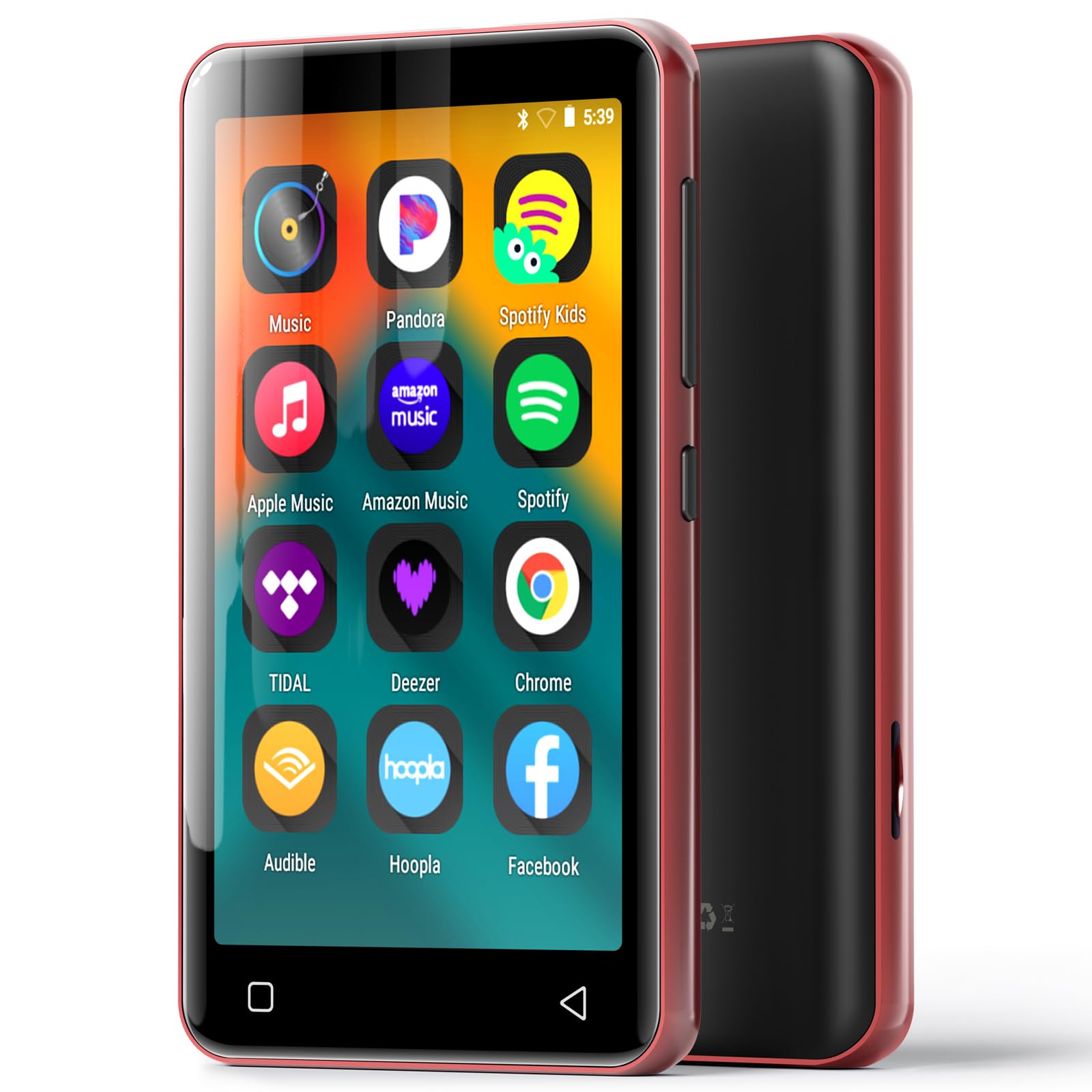 innioasis G1 Kids MP3 Player with Bluetooth, WiFi, 16GB Android MP4 Player, 4-Inch Full Touch Screen, Supports Spotify, Pandora, Tidal, Deezer, Amazon Music (Red)
