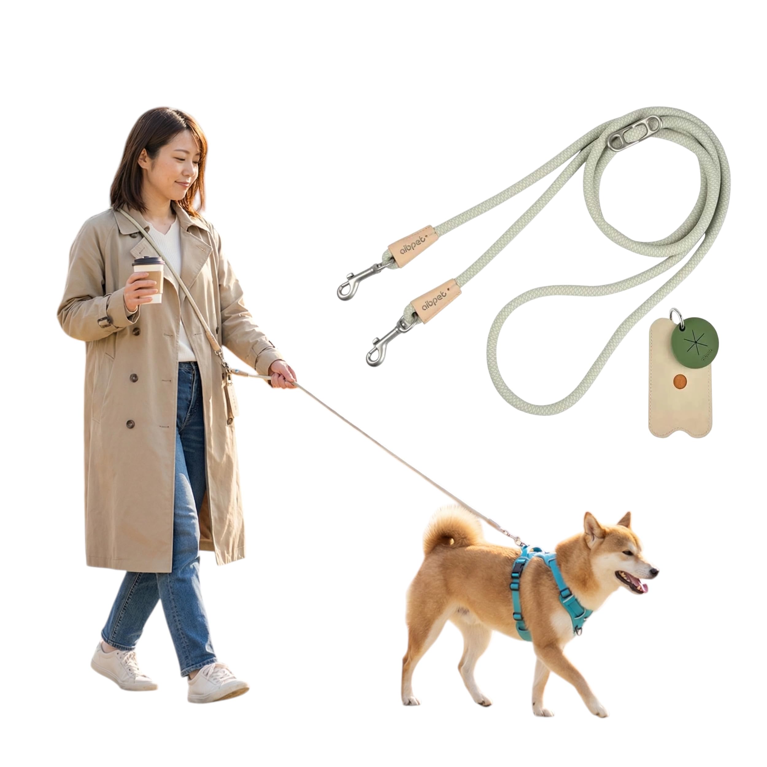 Amazon | AIBPET 肩掛け対応 犬リード ハンズフリー 小型犬 中型犬