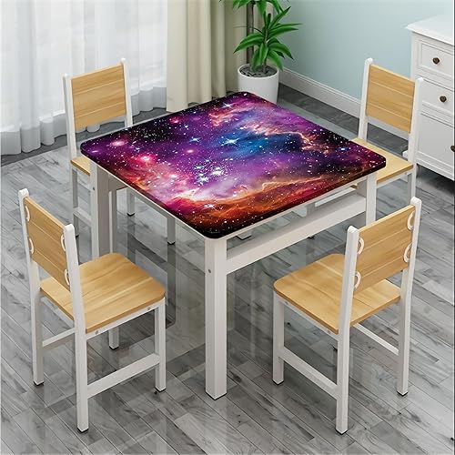 Miniatura 4 de Mantel cuadrado de galaxia, estrellas de nubes de magallanes y colorido y cósmico, lavable, a prueba de derrames, se adapta a mesas de 48 x 48