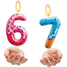 VIHOSE Funny 67 Meme Candle Blue Pink Dripping Donut Ice Cream Cake Topper