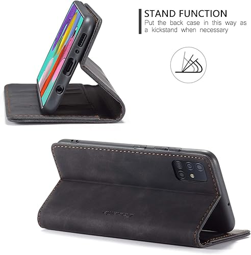 Miniatura 5 de Funda tipo cartera para Samsung Galaxy A51 4G, con soporte magnético, funda protectora de cuero estilo libro, duradera, a prueba de golpes, para