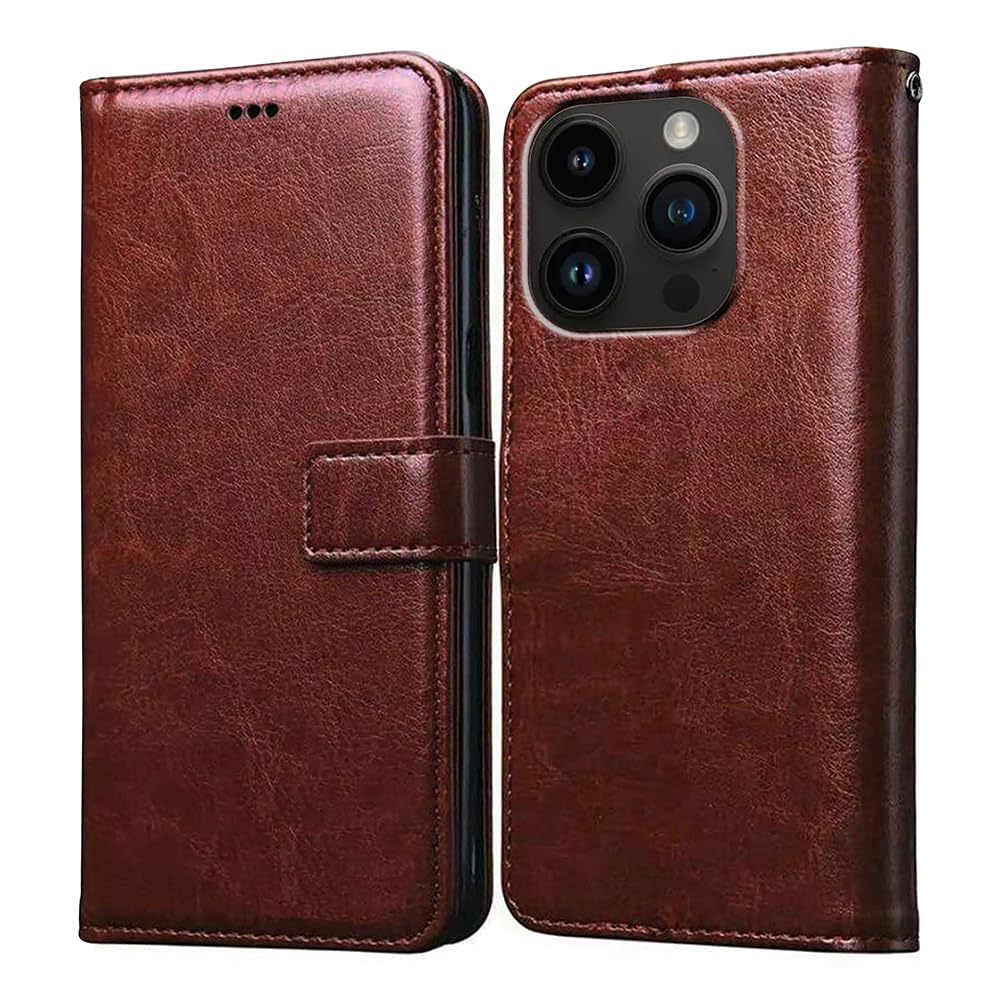 Amazon Brand- Solimo Flip for Apple iPhone 14 Pro (Leather_Brown) (B0BGSS4SJB) Amazon Price History, Amazon Price Tracker