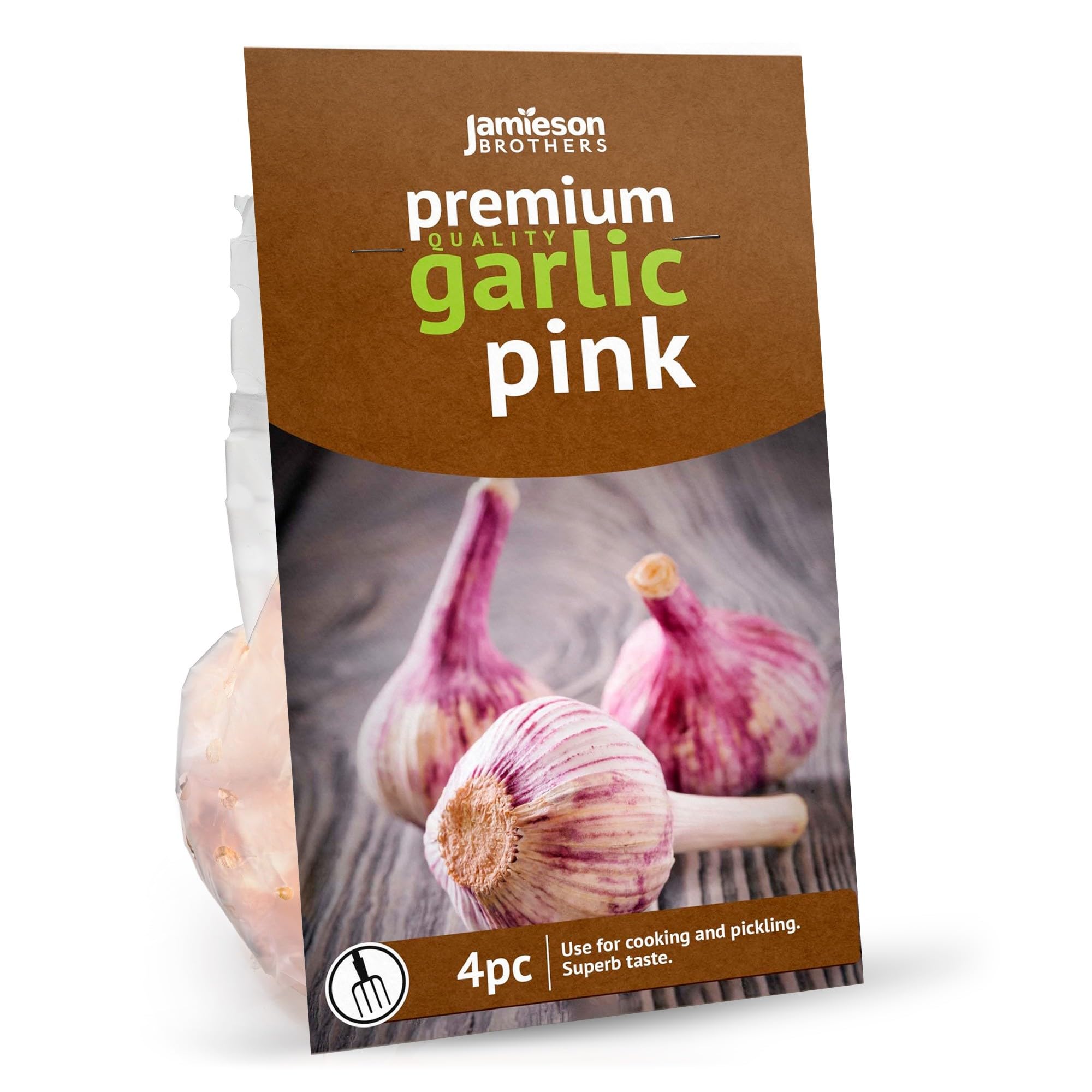 Jamieson Brothers® Premium Autumn Pink Garlic Bulbs – Quality Garlic Bulbs for Planting, Approx. 4 Bulbs per Pack, Ideal for Growing Robust and Flavourful Harvests
