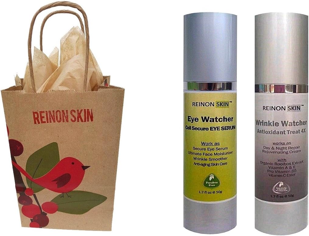 [REinONSkin] This Organic Skincare Anti-Wrinkle Face Set includes Wrinkle Watcher Antioxidant Treat 4X ($86/50ml) and Eye Watcher Cell Secure Eye Serum ($79/50ml). Paraben Free. Amazing Value!