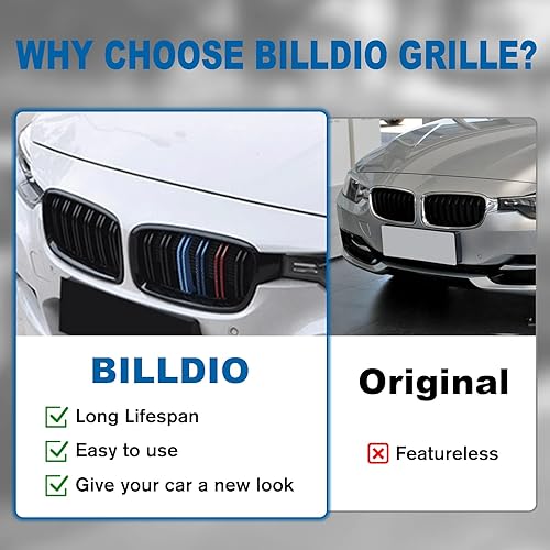 Miniatura 42 de Rejilla frontal negra brillante compatible con BMW Serie 3 G20 2019 2020 2021 2022 316i 318i 320i 328i 330i 330i 335i 340i Doble lamas negro