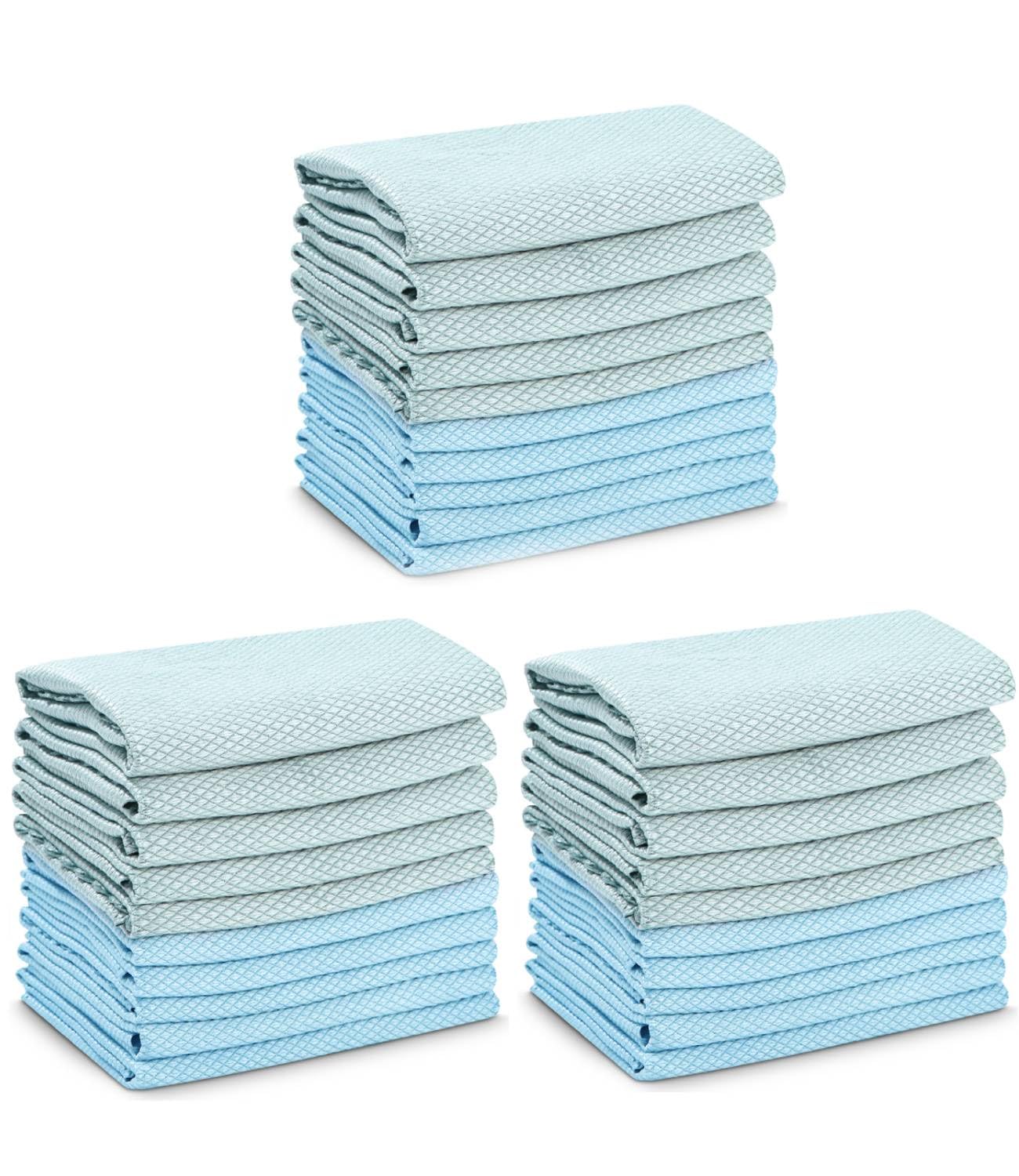 Bixury 30 paños de limpieza de microfibra gris + azul, reutilizables, paños de limpieza para ventanas, cocina, cristal, espejos, 40 x 30 cm