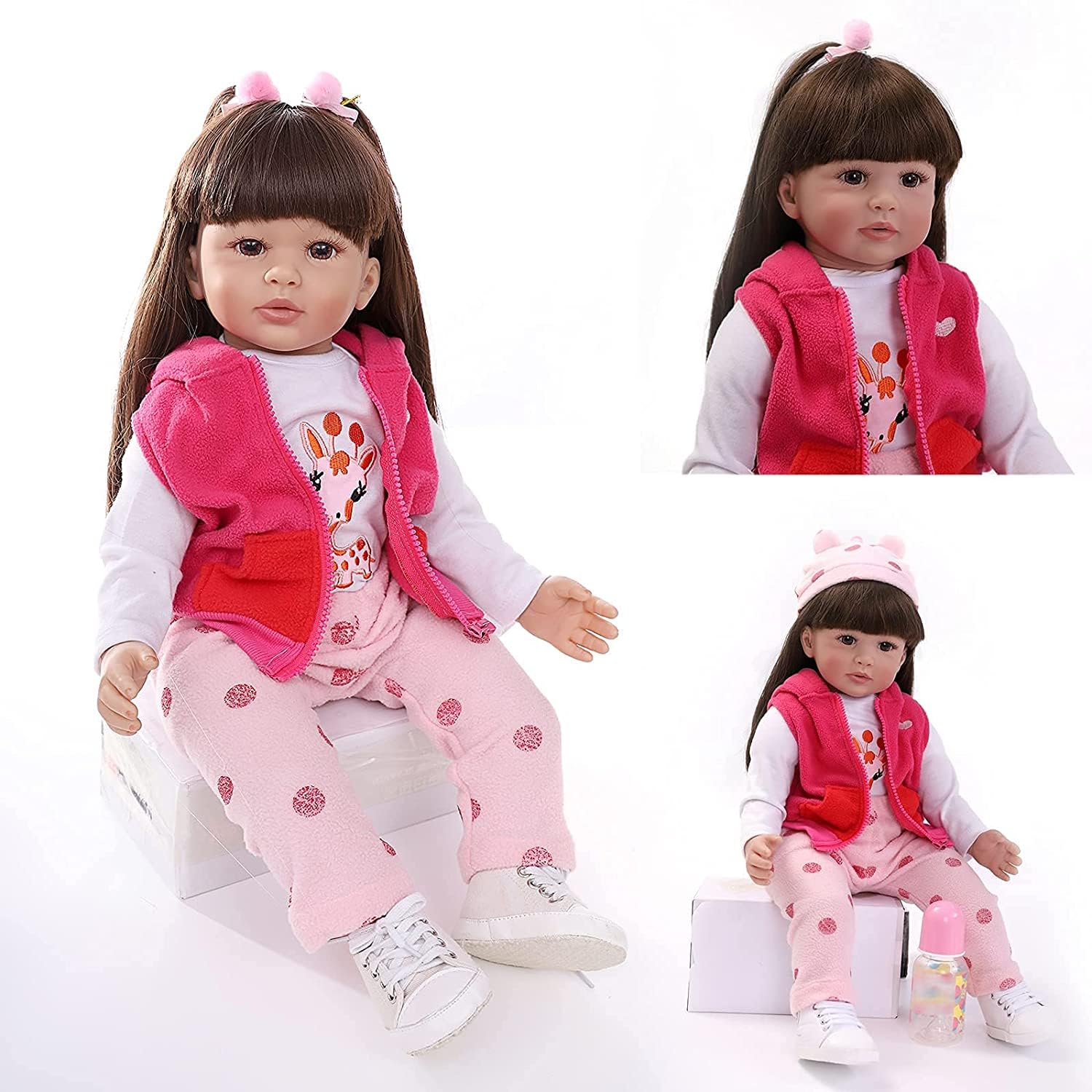 Tudofttg 60cm Bambole Reborn Femmina Morbide Realistiche Bambola in Silicone Vinile Reborn Toddler Ragazza Bambini Giocattoli