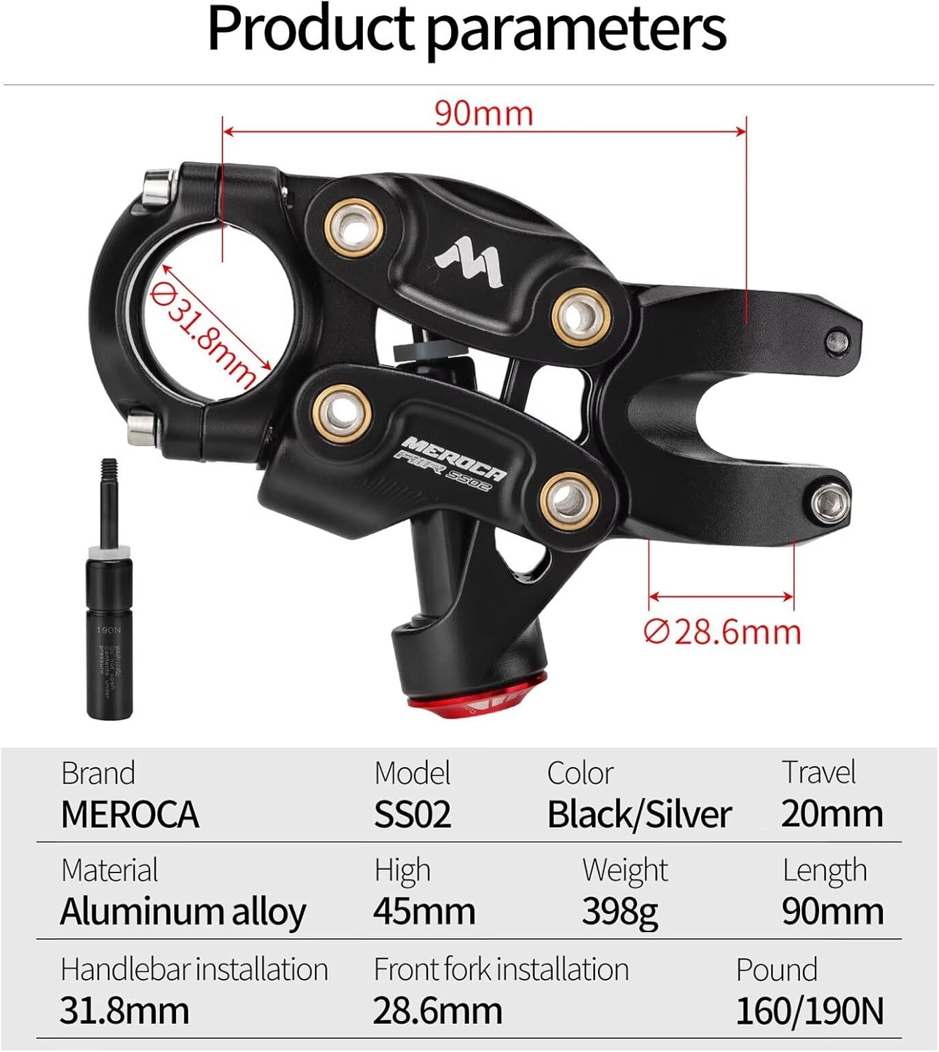 MEROCA Suspension Stem for Bikes, Shock-Absorbing Bicycle Handlebar Stem, Bike Stem Mountain Bike Stem Short Handlebar Stem for Road Bikes, MTB, BMW, Gravel Bikes, Ebike