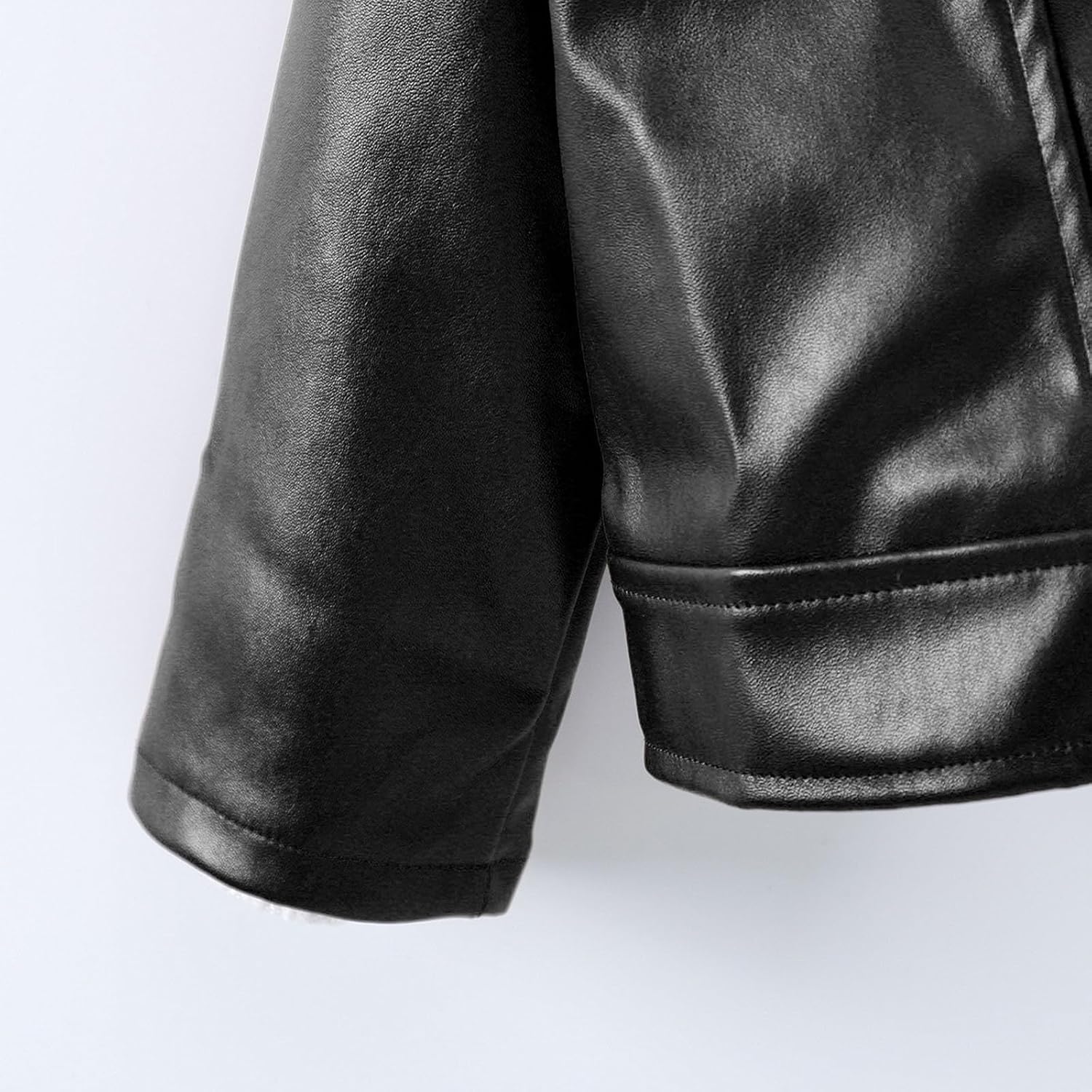 Girls Boys Lapel Leather Biker Jacket for Kids Toddler Classic Motorcycle Leather Jacket Distressed Full Zip Biker Coat