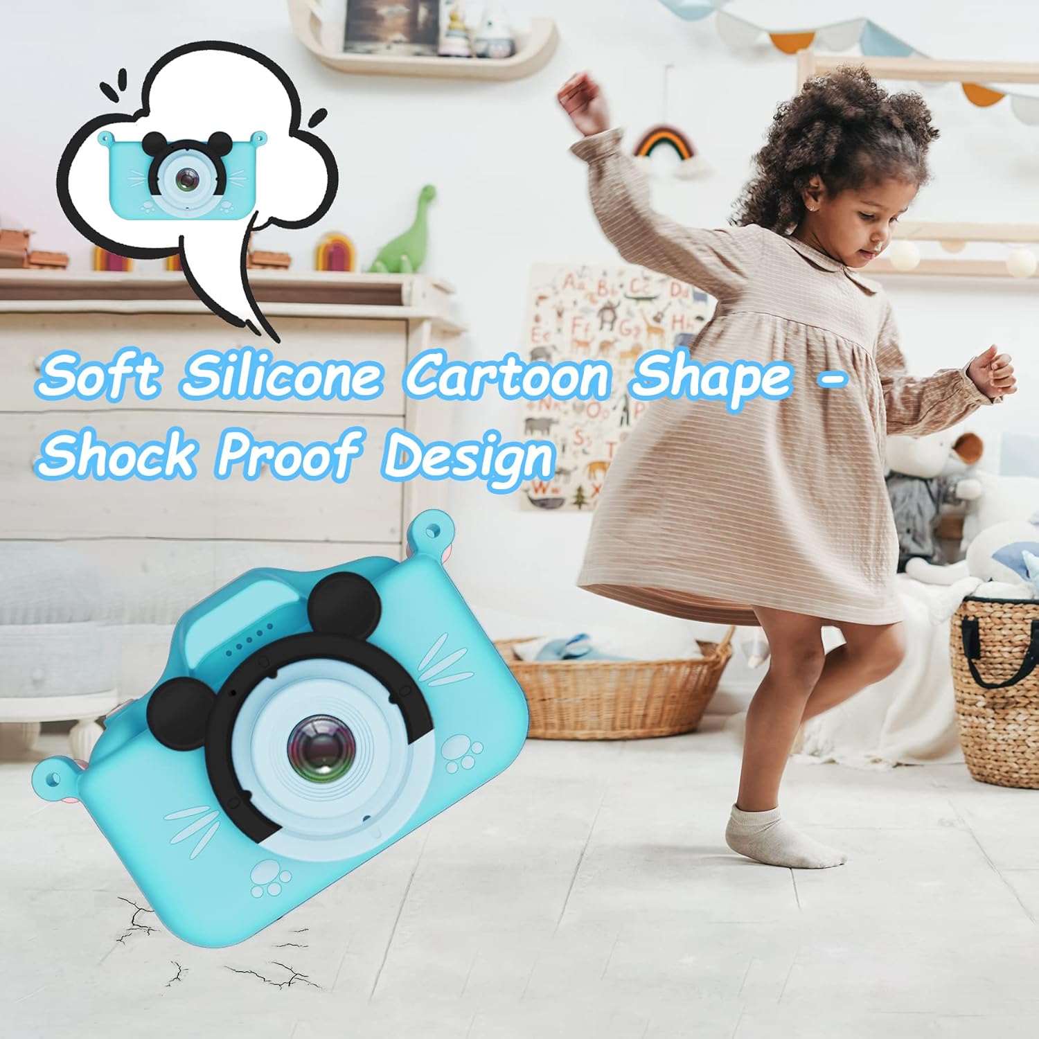 Saneen Kids Camera, 1080P HD Camera for Kids with 32 GB Card, 40MP Kids Digital Camera for Girls Boys Age 2-12, Perfect Christmas Birthday Festival Gifts for Toddler,Blue-Mouse : Electronics