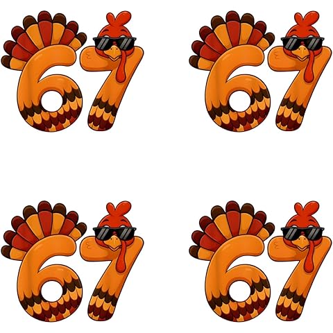 67 Meme Thanksgiving Turkey Iron On Decal for Clothing 4pcs