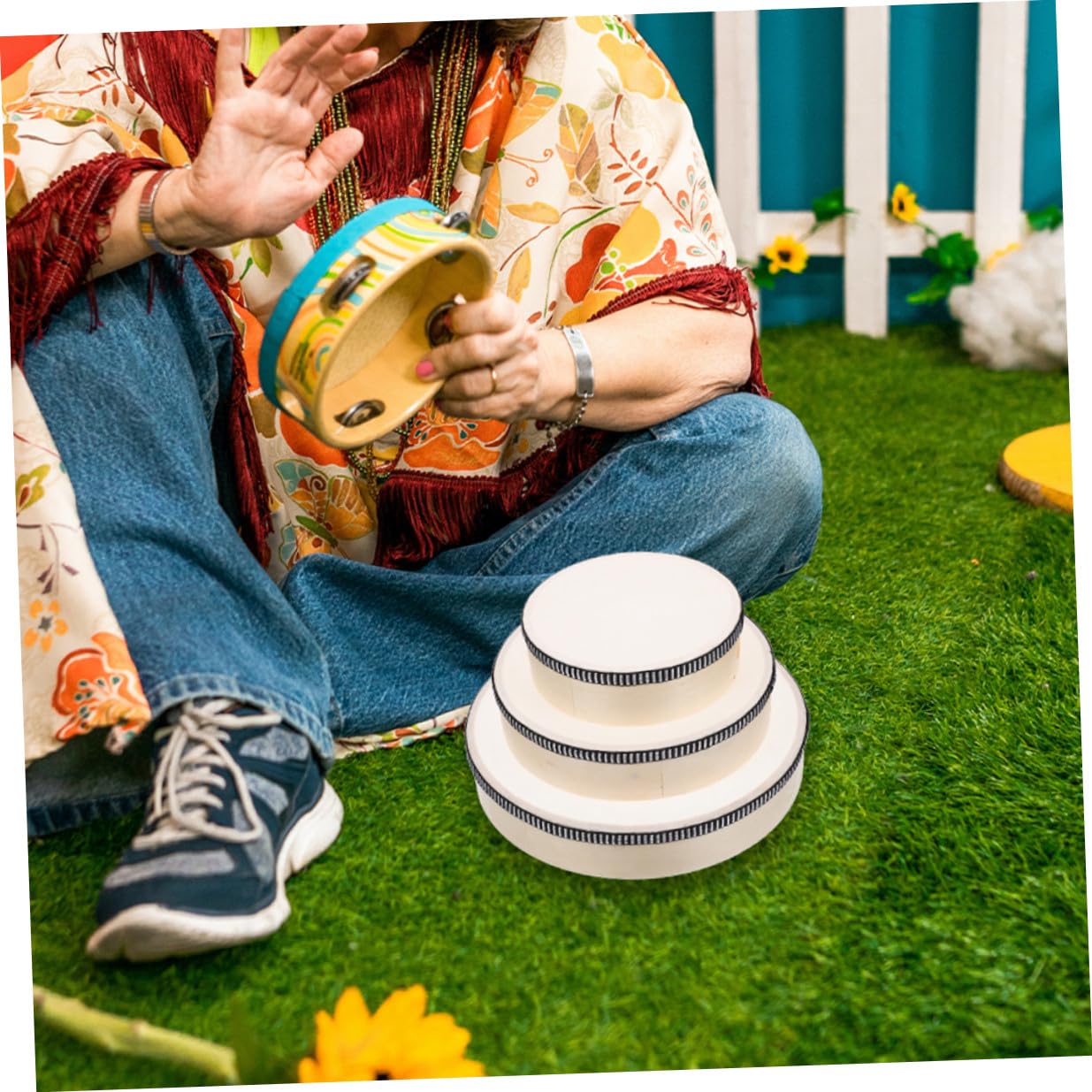 Tambores De Mano De Madera para Adultos 3 Piezas (6 , 8 , 10 ) Instrumento Pandereta Profesional Percusión Educativa para Desarrollo Rítmico y Aprendizaje Musical